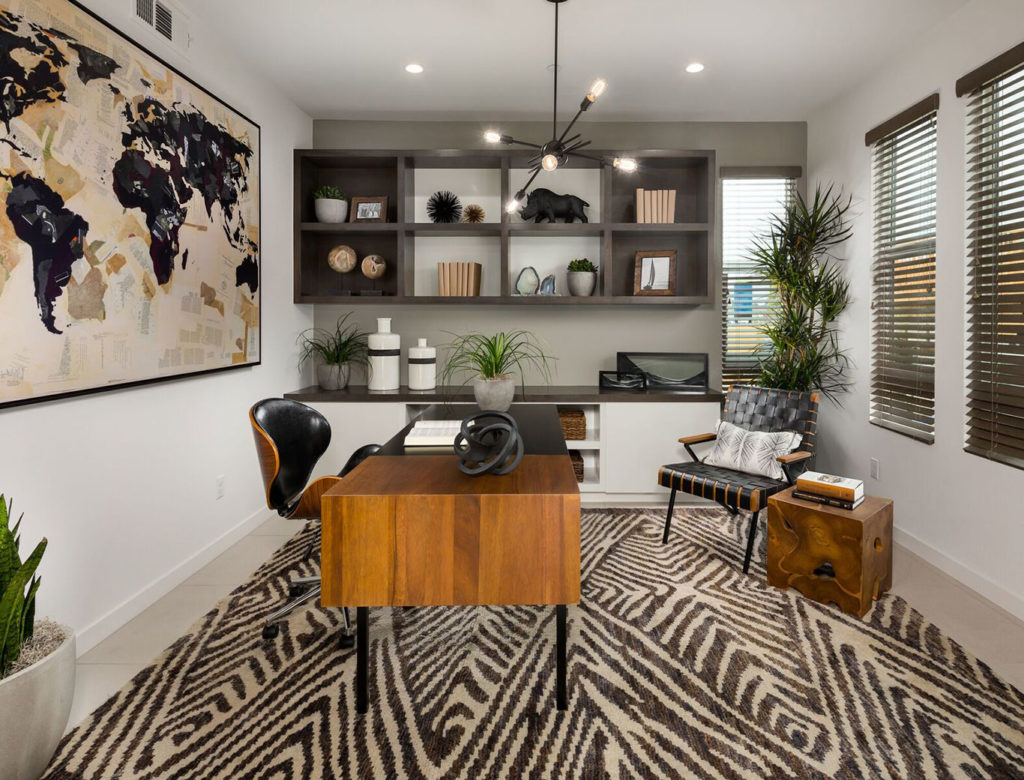 Home office with personality area rug